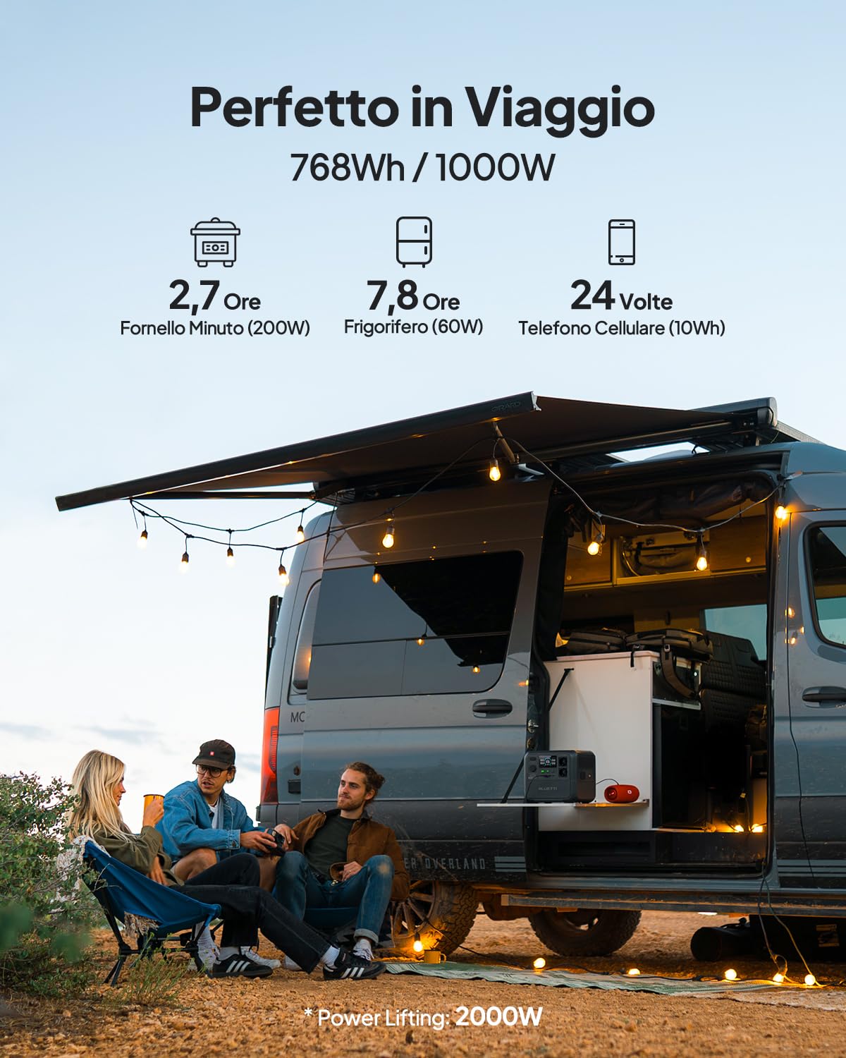 BLUETTI AC70 Generatore Solar 768wh Power Station 1000W Portable LiFePO₄ Vacanza