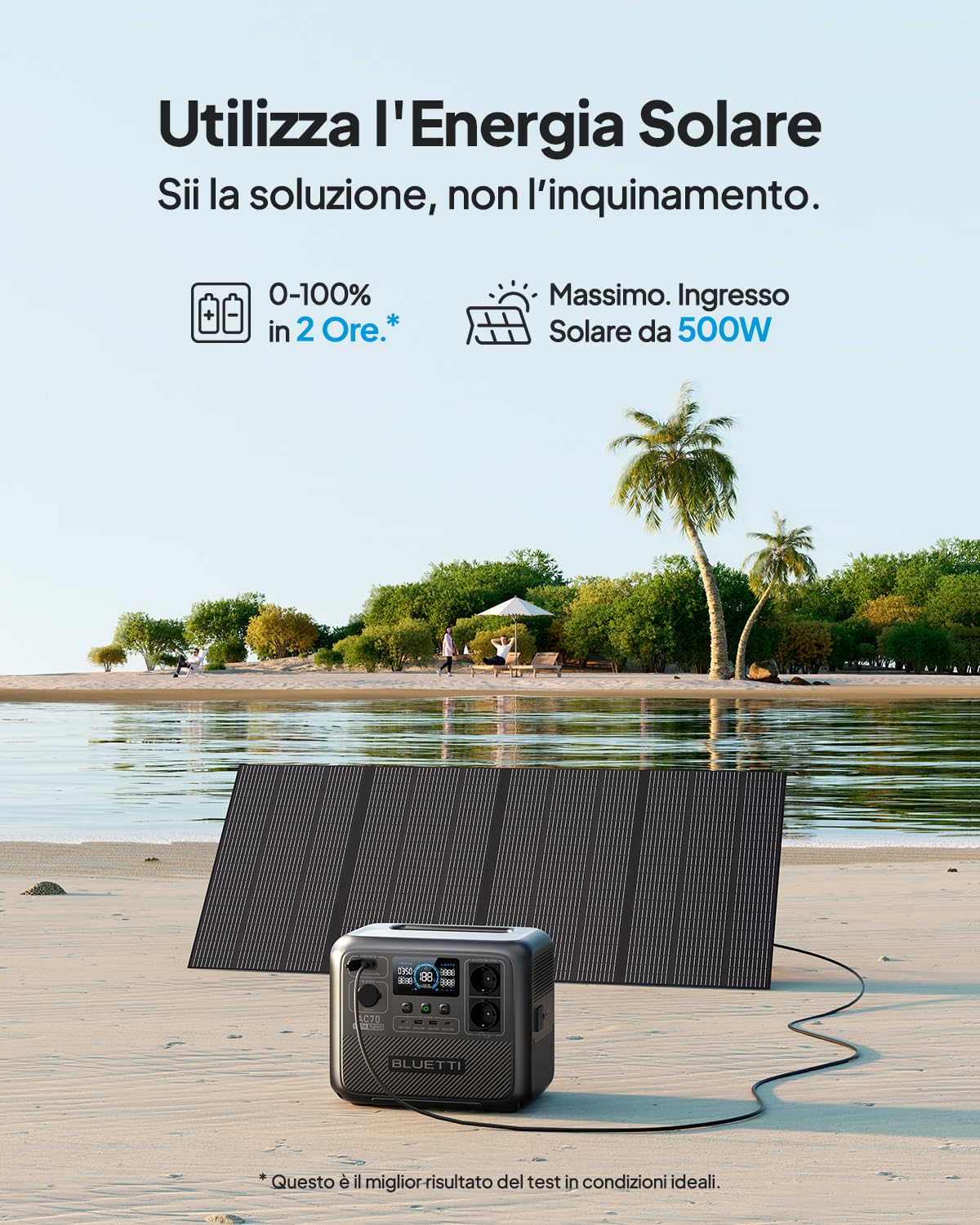 BLUETTI AC70 Generatore Solar 768wh Power Station 1000W Portable LiFePO₄ Vacanza