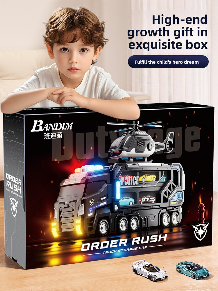 Transforming Police Car Toy with Track and Ejection Features